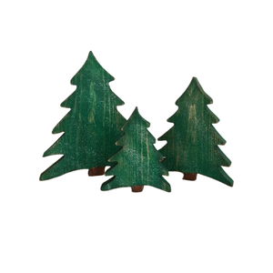 Set of 3 High Quality Vintage Design Green Mango Wood <b>Christmas</b> <b>Tree</b> 8x7 Inches Sizes Green Color - Product Image 1