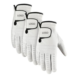 Gants de golf pour hommes personnalisés de qualité supérieure main droite/gauche en cuir noir avec matériau Cabretta jaune blanc noir pour le sport - Product Image 4
