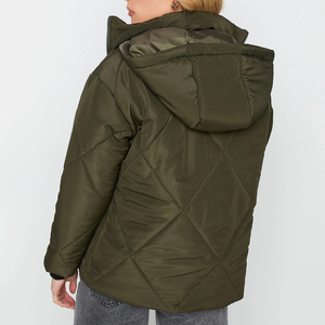 OEM/ODM 100% poliéster cremallera cierre Puffer chaqueta con capucha algodón acolchado ligero cálido a prueba de viento burbuja chaqueta para mujer - Product Image 2