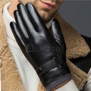 ถุงมือหนังแท้สำหรับผู้ชายถุงมือหนังที่นุ่มทนทานบุอบอุ่นเหมาะสำหรับขับขี่กลางแจ้ง - Product Image 4