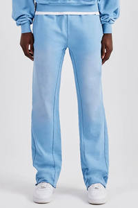 Logo personnalisé Ensemble pantalon de survêtement et sweat à capuche évasé à imprimé bouffant 3D en éponge française pour hommes - Product Image 5