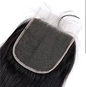 Закрытие шнурка 5X5 с натуральными необработанными волнистыми волосами