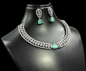 ชุดสร้อยคอเพชรแบบอเมริกันตัดดาวดีไซน์สวยพร้อมต่างหูชุดสร้อยคอหรูชุดปาร์ตี้สวมใส่คู่กับชาติพันธุ์และเสื้อคลุม - Product Image 6