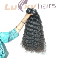 Mèches de cheveux humains bouclés profonds, vierges indiens, trame noire naturelle, double épaisseur, doux et épais, Remy 100g, à tisser et à clipser