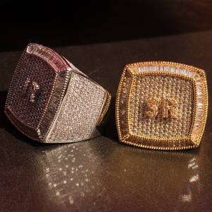 Bague tendance hip-hop unisexe de luxe plaquée or 10K 14K 18K, diamant complet cultivé en laboratoire VVS, alphabet arrondi, bijoux de costume de mariage - Product Image 3