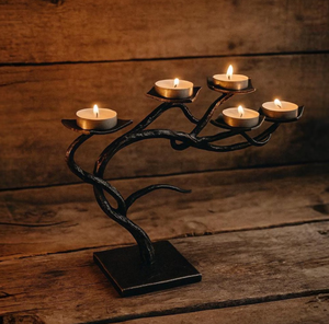 Antique Silver Iron <b>Candle</b> Stand Holder Creative Rectangular Base Handcrafted Powder Coating for <b>Wedding</b> Christmas Home Decor - Product Image 3