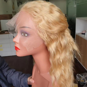 Perruques de cheveux humains Blonde Couleur claire Perruque de cheveux humains réels Cheveux alignés sur les cuticules avec dentelle frontale HD Perruque avec frontale - Product Image 1