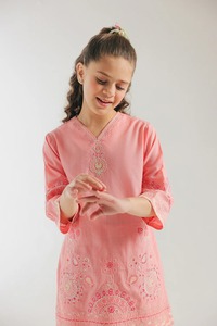 Eastern Tunic for Kids Girls Modern Tunic Dress Elegant Wear for Girls 1 Piece Tunic In <b>Pink</b> Color - Product Image 3