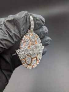 Colgante de Tortuga y Letra con Incrustaciones de Moissanita, Chapado en Oro de Dos Tonos, Estilo Hip Hop, con Plata 925, Joyería Fina, Colgantes y Dijes - Product Image 2