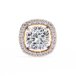 Boucles d'oreilles clous géométriques en or 18 carats avec diamant de laboratoire, bijoux uniques et tendance, sertissage clos en or rose, pierre principale 14 carats - Product Image 4