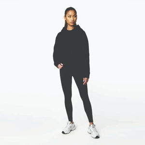 Ourlet brut épaule tombante 52% Airlume peigné et anneau filé coton 48% Poly polaire gris foncé femmes recadrée polaire à capuche - Product Image 5