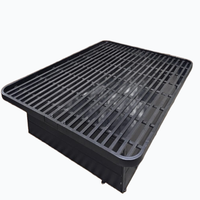Bandeja Rectangular Negra de Acero Suave con Superficie Acanalada y Bordes Elevados para Uso Industrial, Motor de 220V, Bomba, Caja de Engranajes