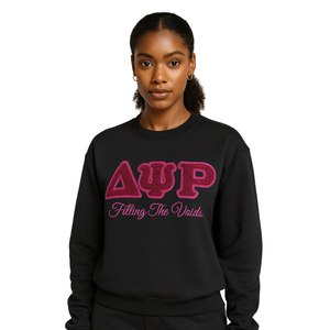 Delta PSI Rho sorority สเวตเชิ้ตคอกลมผ้าฝ้ายสีดำไส้ในช่องว่างเสื้อผ้าสวมใส่สบายแบบชาวกรีก - Product Image 1