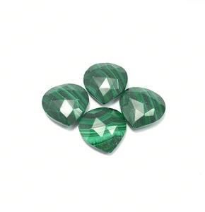 Natürliche Malachit facettierte Herzform Flatback Cabochon Edelstein für Schmuck herstellung Großhandel Edelstein Lieferanten ringe Halskette - Product Image 3