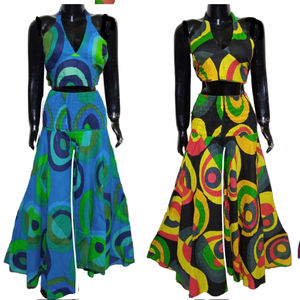 Ensemble de hauts palazzo en coton de créateur Pantalon cargo élastique à la mode pour l'été Tissu de qualité d'exportation - Product Image 1