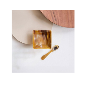 Cuenco y cuchara de cuerno de búfalo a la venta Bandeja redonda para servir 2 cuencos y 2 cucharas Precio barato personalizado - Product Image 3