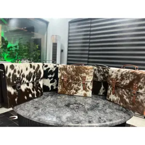 Cowhide Laptop/<b>Briefcase</b> Hand Bag Luxury Vintage Classic Cow Leather Soft Hard Bag Zipper Waterproof for Office Business Use - Product Image 2