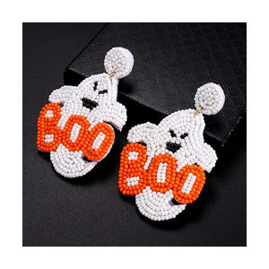 Vente en gros de boucles d'oreilles pendantes tendance crâne citrouille plaqué or accessoires de noël pour costume d'halloween acheter maintenant à bas prix - Product Image 3