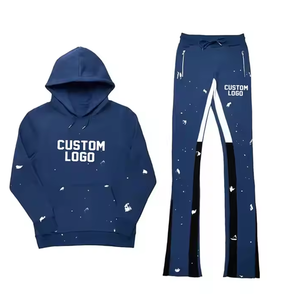 2024 dernière conception de haute qualité pantalons de survêtement et sweat à capuche ensemble survêtements sérigraphie survêtements hommes sweats à capuche et pantalons évasés - Product Image 1