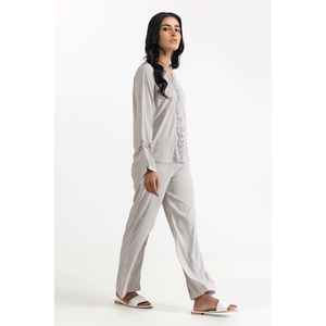 Chemisier noir et blanc mélangé 231-217-060 en tissu doux tissé pour le printemps - Product Image 1