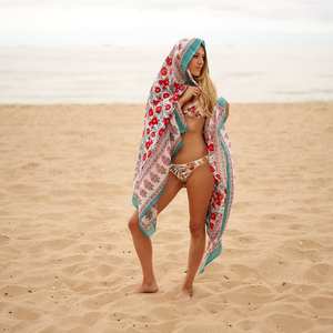Sarong en coton imprimé à la main, léger, pour la plage, cadeau de voyage - Product Image 3