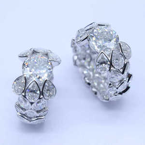 Boucles d'oreilles créoles en diamant de culture, design pavé, or 14K 18K, bijoux fins, vente en gros, fabricant OEM personnalisé - Product Image 1