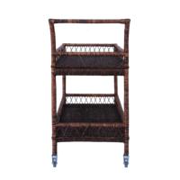 Chariot de bar Mulya de haute qualité en rotin naturel à quatre roues, garantie de 3 ans, équipement domestique, industriel, hôtelier, de restaurant et de café, OEM