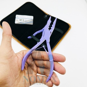 Pince pour enlever les perles Micro-Link en acier inoxydable enduit de poudre violette avec 3 trous et outils d'extension de cheveux - Product Image 5