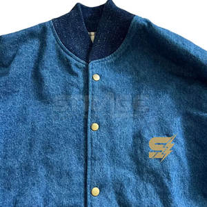 Hot Sale Winter <b>Leather</b> <b>Jeans</b> Varsity Jacket with Front Logo Durable Eco-Friendly Material and Bold Two-Tone Athletic Styling - Product Image 5