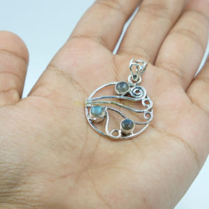 Pendentif en argent sterling 925 fait à la main avec pierre précieuse labradorite naturelle, enveloppé de fil, bijoux pour cadeau de Noël, cadeau d'anniversaire - Product Image 5