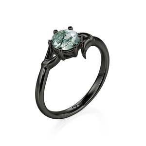 Jeulia Rose Gold Plated Bypass Gothic Thorn <b>Moss</b> <b>Agate</b> Fashion Engagement <b>Ring</b> - Product Image 2