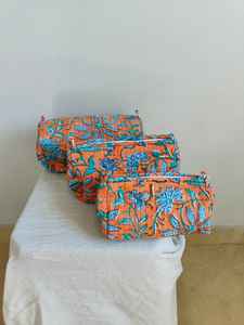 3-Piece Cotton Floral Print <b>Makeup</b> <b>Bag</b> Set Zipper Closure Lightweight Cosmetic Organizer for Travel Toiletries (Multi-Capacity) - Product Image 5