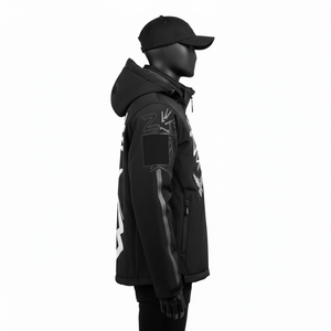 Veste Softshell Premium Imperméable Respirante Manches Noires Logo Personnalisé Broderie Écran Patch Veste Softshell pour Homme - Product Image 2