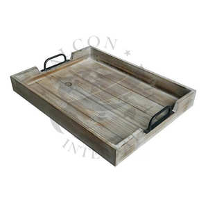 ถาดเสิร์ฟไม้รูปทรงสี่เหลี่ยมผืนผ้า สีแบบกำหนดเอง ดีไซน์เก๋  ด้ามจับขัดเงา เป็นมิตรกับสิ่งแวดล้อม เหมาะสำหรับงานแต่งงานหรูหราทันสมัย - Product Image 2