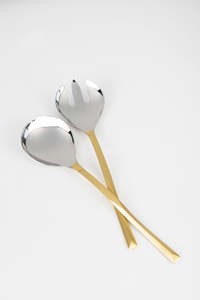 Top Quality Elegant Metal Silver & <b>Gold</b> <b>Serving</b> <b>Spoon</b> & Fork Set in Bulk Price From India - Product Image 4