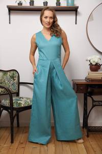 จั๊มสูทลำลองแบบชิ้นเดียวสำหรับผู้หญิงชุดเพลย์สูทเอวสูงคอปกเปลือยหลังจับจีบเซ็กซี่ชุดผู้หญิงทรงหลวมเทรนด์ใหม่ - Product Image 2