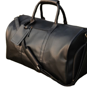 Bolsa de cuero de vaca con compartimento para zapatos, bolsa de lona de cuero de grano completo para hombre, bolsa de Fin de Semana Grande personalizada para gimnasio - Product Image 4