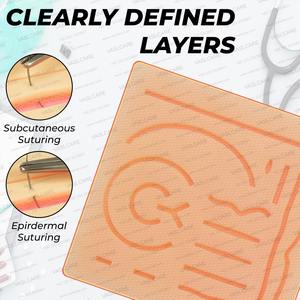 Coussinets de pratique de suture Couche de suture en silicone durable à 3 couches à utiliser par les étudiants pour la formation des étudiants en médecine par Vaslcare - Product Image 4
