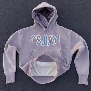 Fabricants de vêtements Sweatshirts à capuche personnalisés pour hommes Sweatshirts à capuche en éponge française lourde doublée de satin Pull à capuche avec impression bouffante 3d - Product Image 4