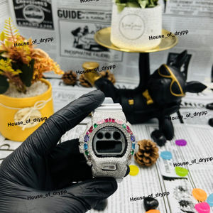 Reloj Digital VVS con Incrustaciones de Diamantes de Moissanita Multicolores, Bisel con Diamantes, Caja Plateada y Reloj de Moda con Incrustaciones - Product Image 1