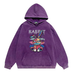 Custom Distressed Washed Hoodies Heavy Weight Oversized Boxy Sweatshirt <b>Men</b> Custom Puff Print Hoodie - Product Image 6