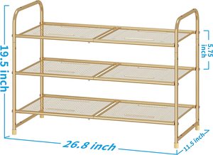 Metal Shoe Rack Adjustable Shoe <b>Shelf</b> Storage Organizer <b>with</b> Versatile <b>Hooks</b> Stackable Boot & Shoe Rack Storage Furniture - Product Image 2