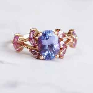 Anillo de plata de tanzanita natural Anillo de Plata de Ley 925 Anillo de bodas Anillo de todos los días Elegante Regalo de Cumpleaños Anillo de plata - Product Image 1