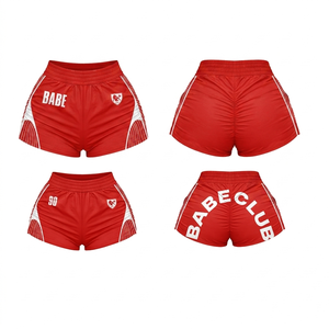 Shorts cortavientos para mujer, 145 GSM, microfibra de poliéster, beige y marrón, panel lateral con estrella, logotipo sublimado, shorts personalizados para mujer - Product Image 4