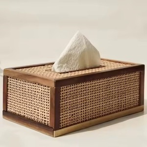 Modern Wooden <b>Tissue</b> Box Holder Gray Case with Natural Wood Lid Decorative Napkin Dispenser <b>for</b> Home Office Hotel Bedroom - Product Image 3