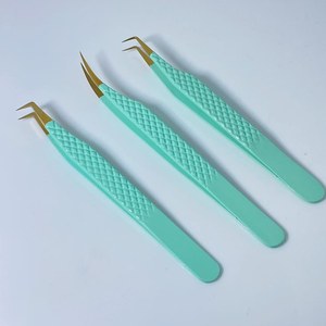 แหนบต่อขนตาสแตนเลสคุณภาพดีแหนบถอนขนตาแบบตรงและโค้งงอ - Product Image 2