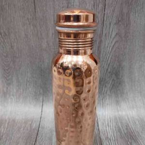 Premium Quality Mirror Polished Crown Foods India Hammer Design Indoor Travelling Gym Use Natural Crafts Plain Copper <b>Water</b> - Product Image 2