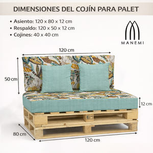 4-Piece Durable Fabric Outdoor Pallet <b>Cushion</b> Set 120x80 + 120x50 cm Garden Sofa 12 cm Thick with Removable <b>Cover</b> - Product Image 3