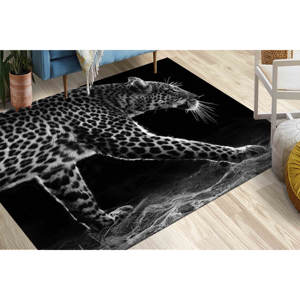 Tapis à imprimé léopard : tapis antidérapant à motif animal sauvage, avec poils doux - Product Image 5