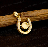 Gold Vermeil 925 Sterling Silber 5mm Blanko-Fassung CZ Hufeisen-Anhänger Umweltfreundlich DIY Handgefertigt Hochwertig Individuell Trendy